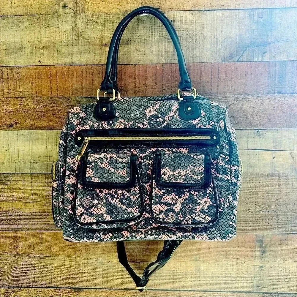 Betsey Johnson Rare Vintage Femme Fatale Lace Sequins Overnight Weekender Bag
